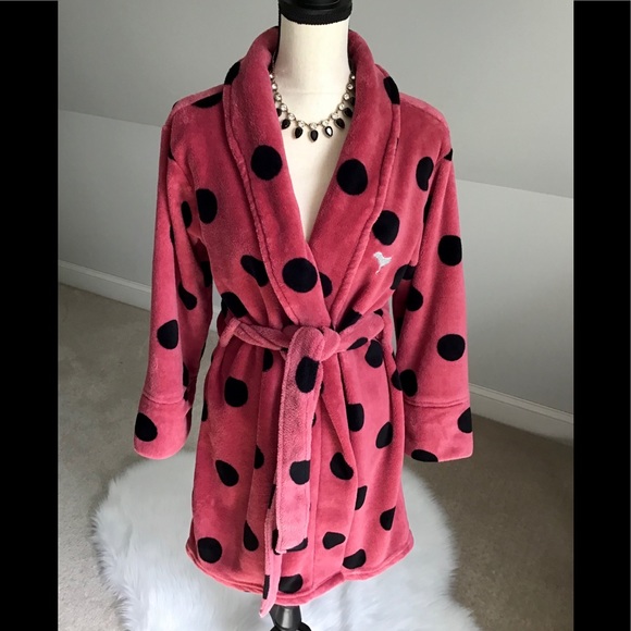 💕🖤VS I Only Sleep in PINK Polka Dot Bathrobe XS